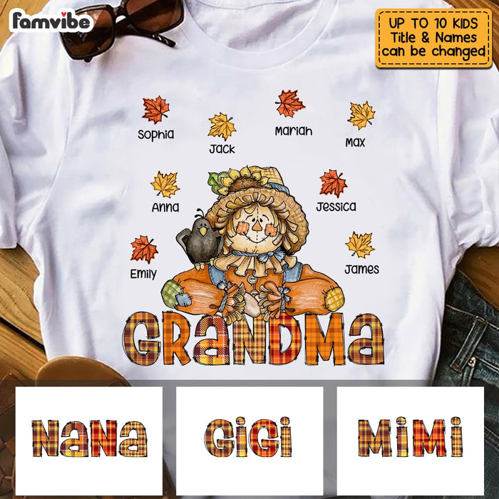Personalized Hello Fall Thankful Grandma Scarecrow T Shirt AG2410 58O53 1