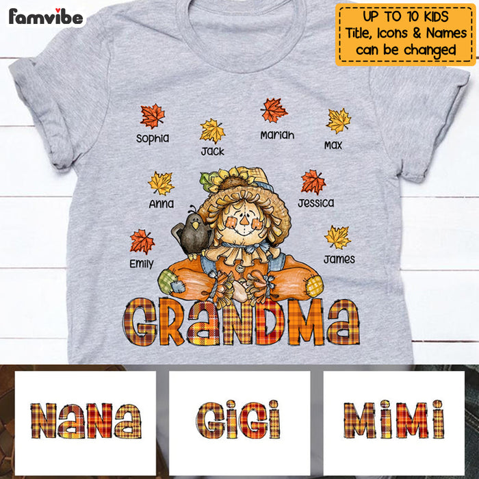Personalized Hello Fall Thankful Grandma Scarecrow T Shirt AG2410 58O53 1
