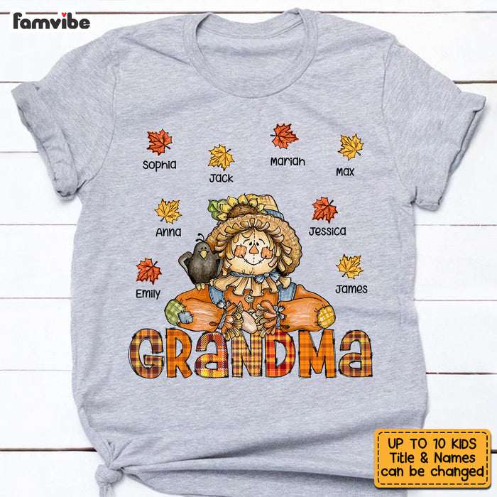 Personalized Hello Fall Thankful Grandma Scarecrow T Shirt AG2410 58O53 1