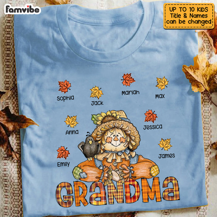 Personalized Hello Fall Thankful Grandma Scarecrow T Shirt AG2410 58O53 1