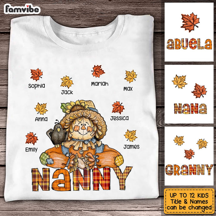 Personalized Hello Fall Thankful Grandma Scarecrow T Shirt AG2410 58O53 1