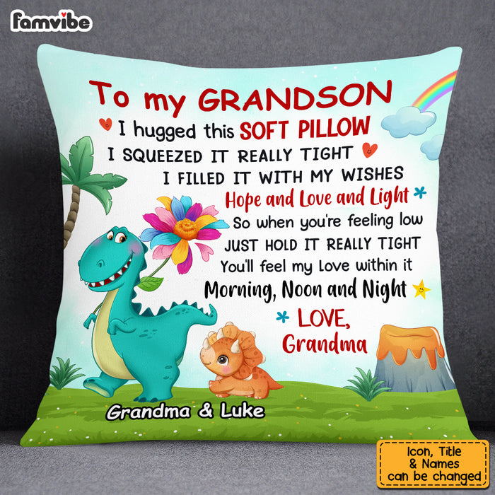 Personalized Hug This Pillow Grandmasaurs Dinosaur Flower AG247 58O53 1