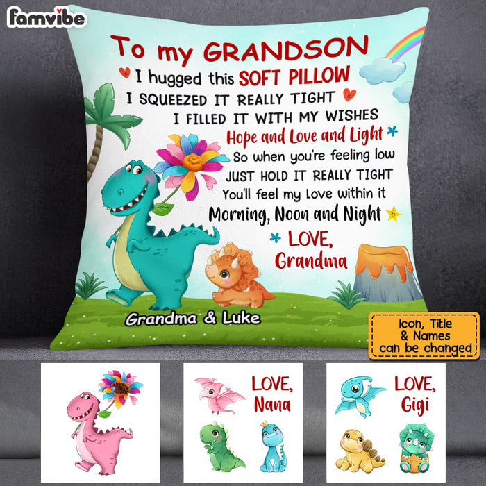 Personalized Hug This Pillow Grandmasaurs Dinosaur Flower AG247 58O53 1