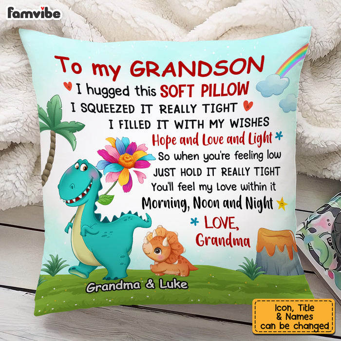 Personalized Hug This Pillow Grandmasaurs Dinosaur Flower AG247 58O53 1