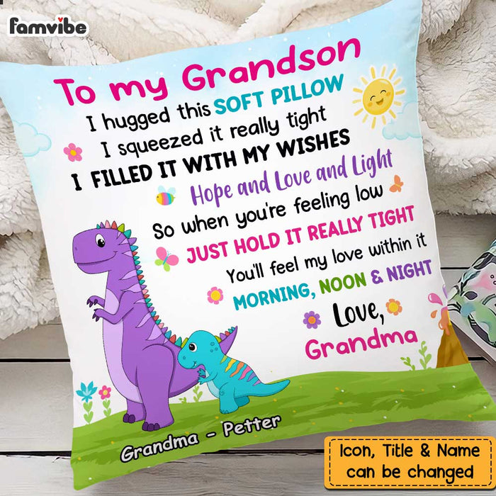 Personalized Dinosaur Grandmasarus Rainbow Hug This Pillow AG254 58O47 1