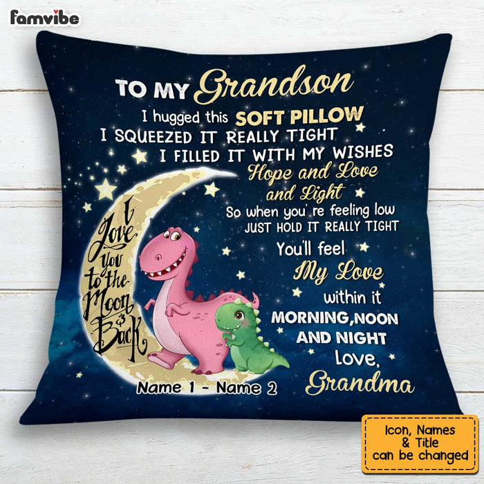 Personalized Grandma Dinosaur On The Moon Pillow AG253 30O34 1