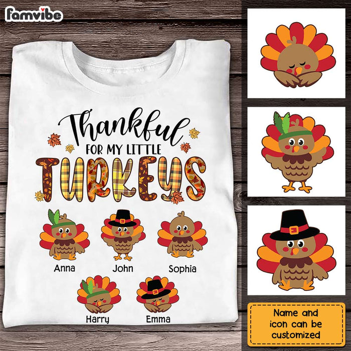 Personalized Thankful For My Little TurKeys Grandma T Shirt AG291 32O2 1