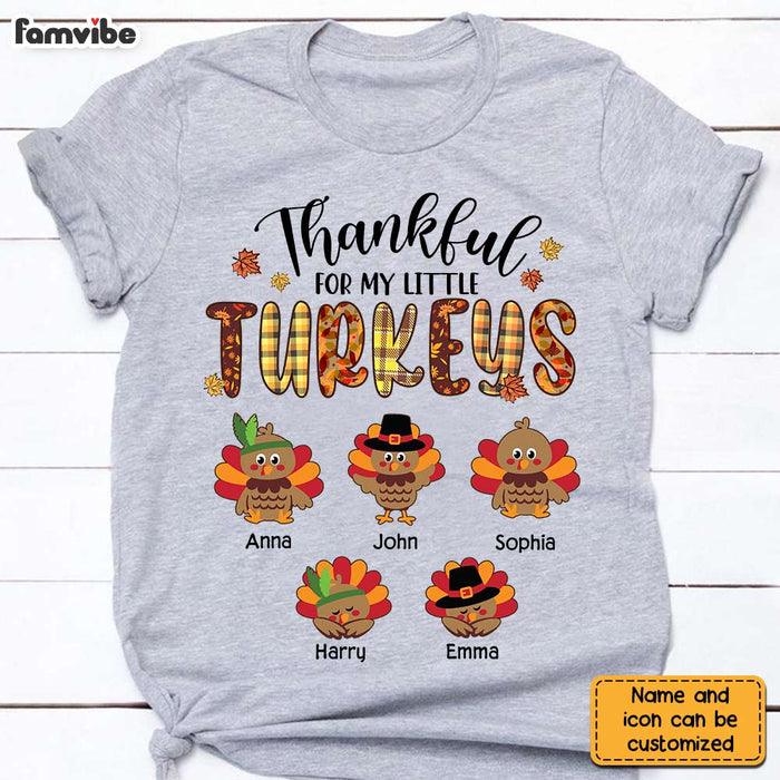 Personalized Thankful For My Little TurKeys Grandma T Shirt AG291 32O2 1