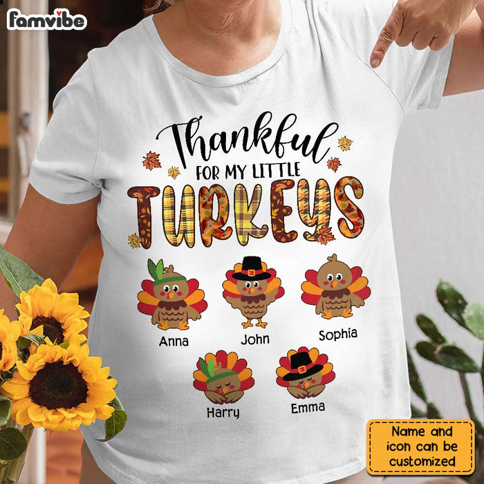 Personalized Thankful For My Little TurKeys Grandma T Shirt AG291 32O2 1