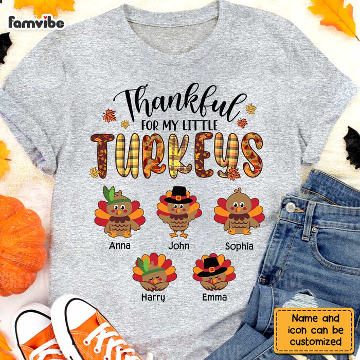 Personalized Thankful For My Little TurKeys Grandma T Shirt AG291 32O2 1