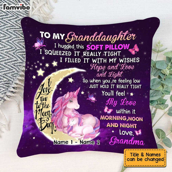 Personalized Unicorn Love To The Moon And Back Hug This Pillow AG255 58O34 1