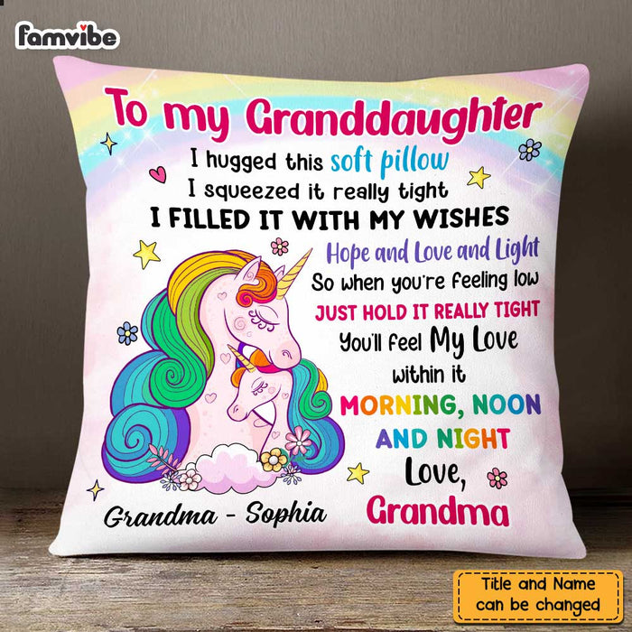 Personalized Unicorn To Granddaughter Hug This Pillow AG263 58O47 1