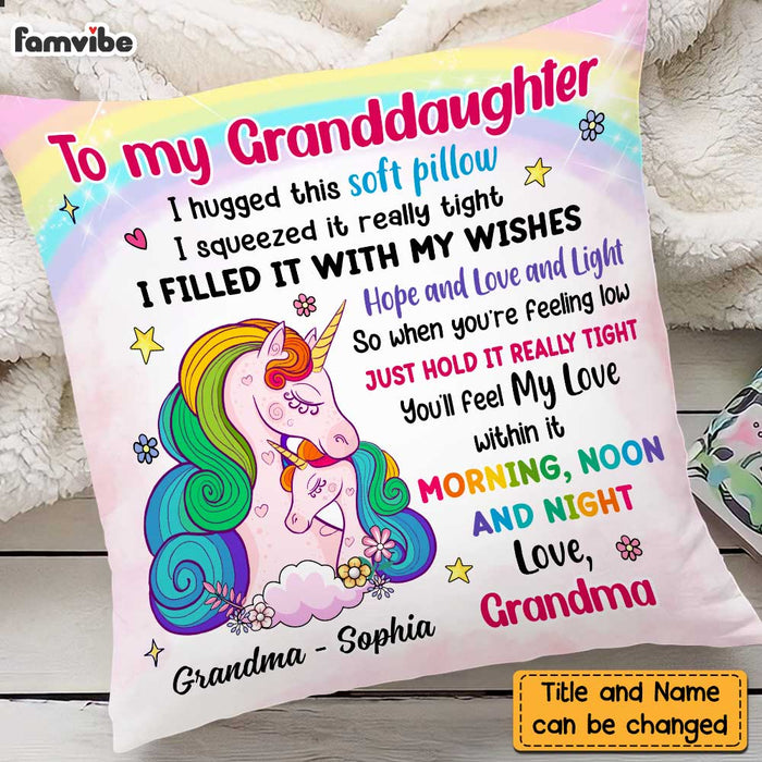 Personalized Unicorn To Granddaughter Hug This Pillow AG263 58O47 1