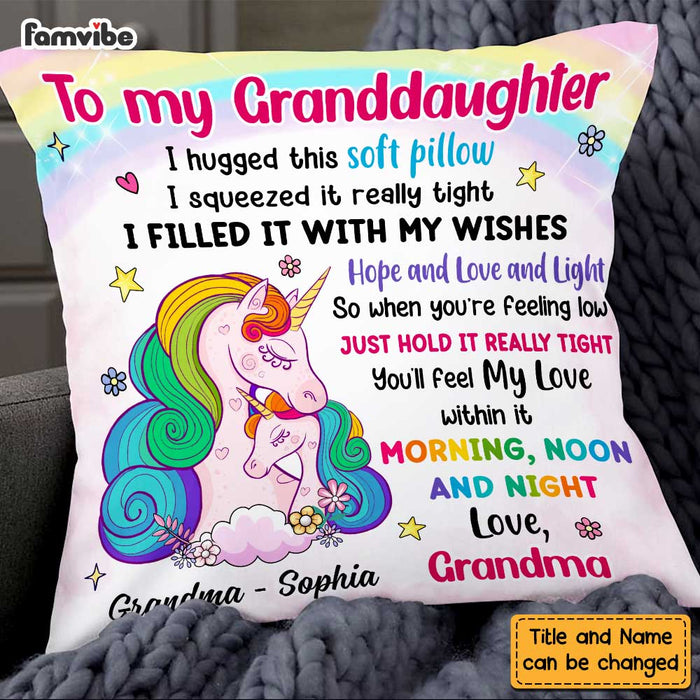 Personalized Unicorn To Granddaughter Hug This Pillow AG263 58O47 1
