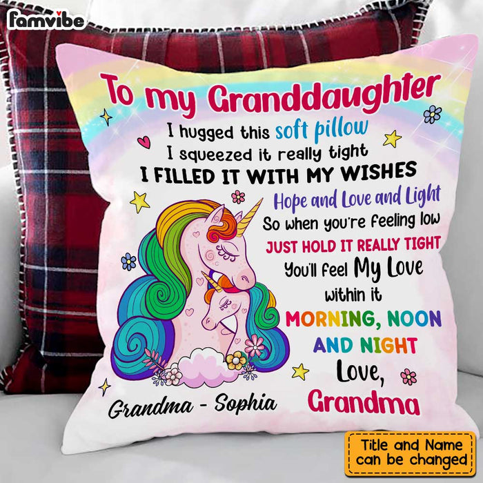 Personalized Unicorn To Granddaughter Hug This Pillow AG263 58O47 1