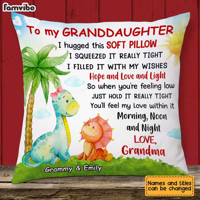 Personalized Hug This Dinosaur Granddaughter Pillow AG301 85O31 1
