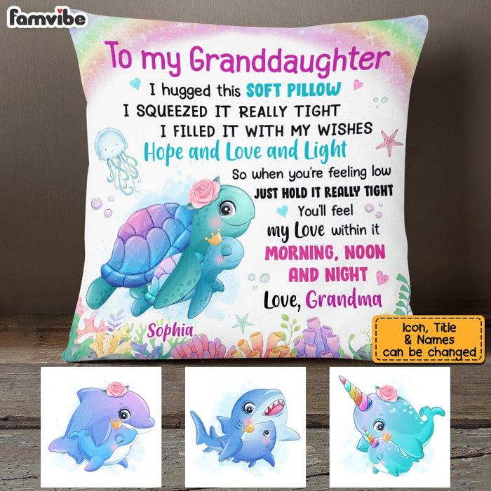 Personalized Granddaughter Sea Animals Hug This Pillow AG264 30O53 1