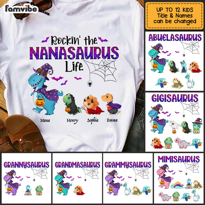 Personalized Rockin' Grandma Halloween Dinosaur Life T Shirt AG275 30O53 1
