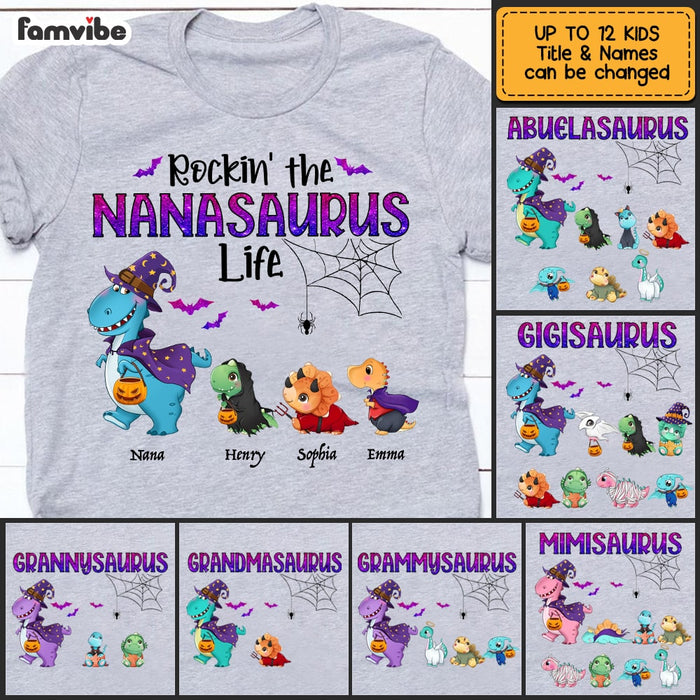 Personalized Rockin' Grandma Halloween Dinosaur Life T Shirt AG275 30O53 1