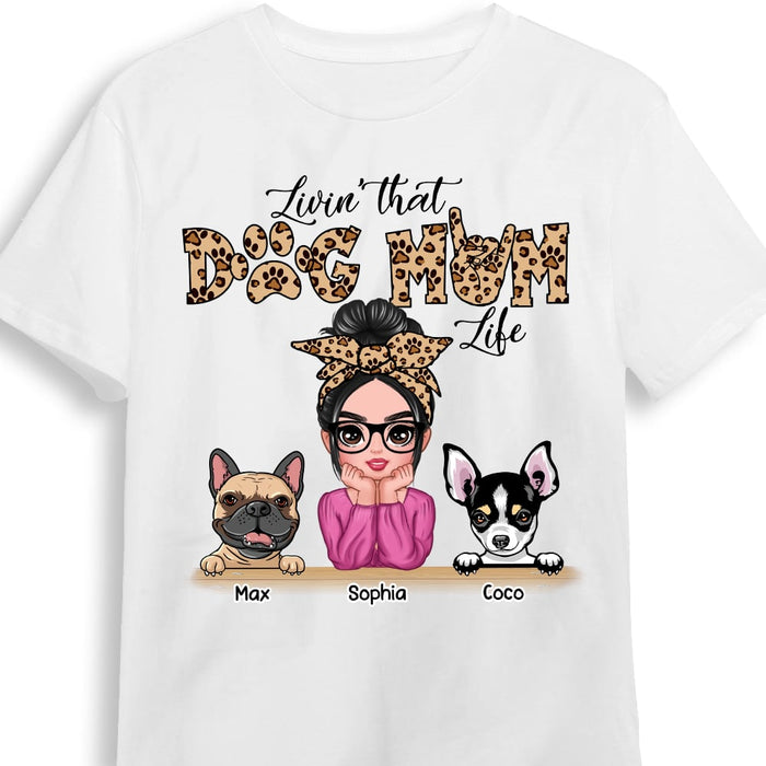 Personalized Livin' That Dog Mom Life Leopard Paw Prints T Shirt AG273 58O53 1