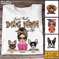 Personalized Livin' That Dog Mom Life Leopard Paw Prints T Shirt AG273 58O53 thumb 1