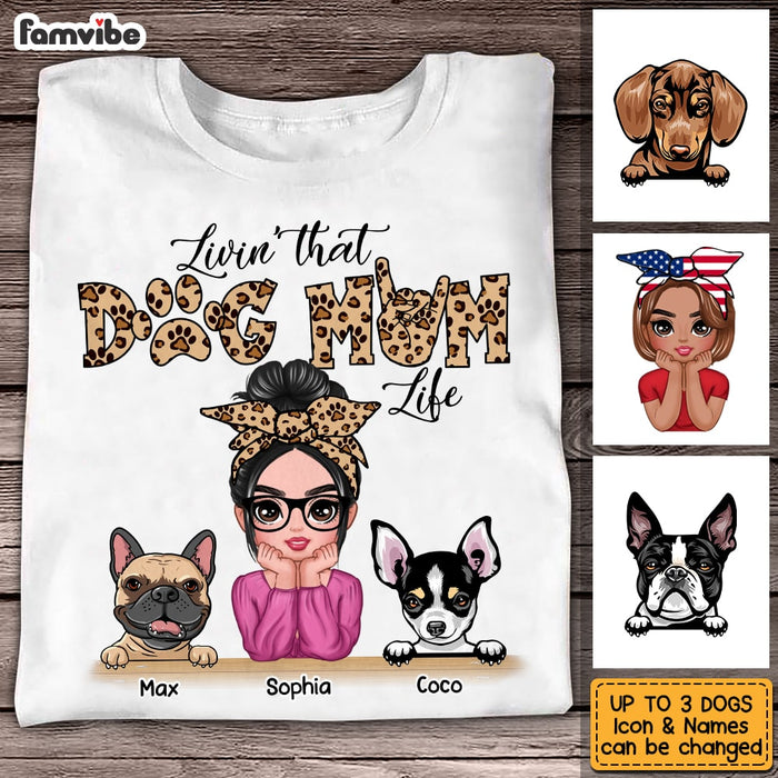 Personalized Livin' That Dog Mom Life Leopard Paw Prints T Shirt AG273 58O53 1