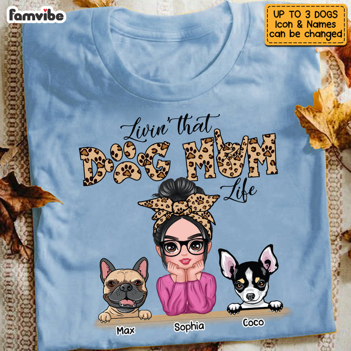Personalized Livin' That Dog Mom Life Leopard Paw Prints T Shirt AG273 58O53 1