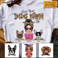 Personalized Livin' That Dog Mom Life Leopard Paw Prints T Shirt AG273 58O53 thumb 1