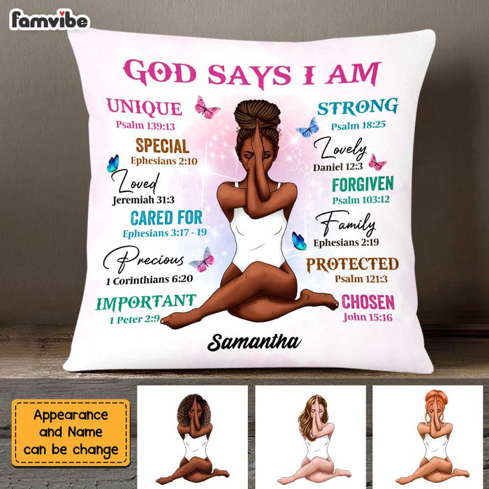 Personalized Girl God Says I Am Pillow AG313 30O47 1