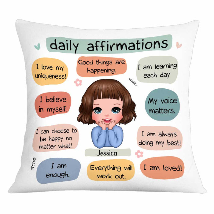 Daily Affirmations Pillow, Self-care Decorative Pillow, Daily