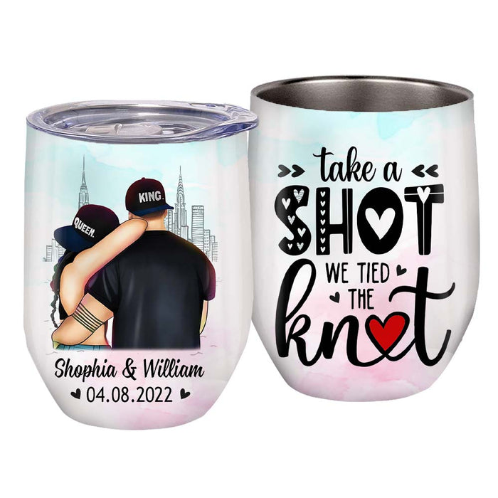 Personalized We Tied The Knot Couple Wine Tumbler SB63 33O28 1