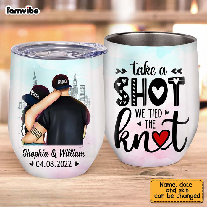 Personalized We Tied The Knot Couple Wine Tumbler SB63 33O28 1