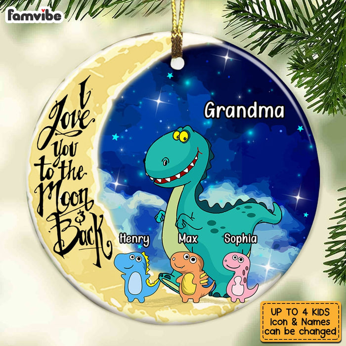 Personalized Love You To The Moon Grandma Dinosaur Circle Ornament SB62 33O53 1