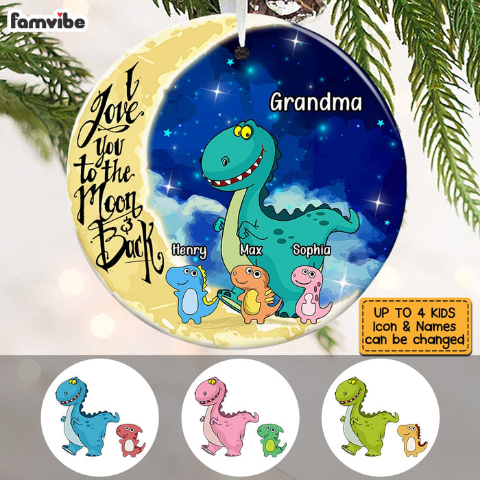 Personalized Love You To The Moon Grandma Dinosaur Circle Ornament SB62 33O53 1