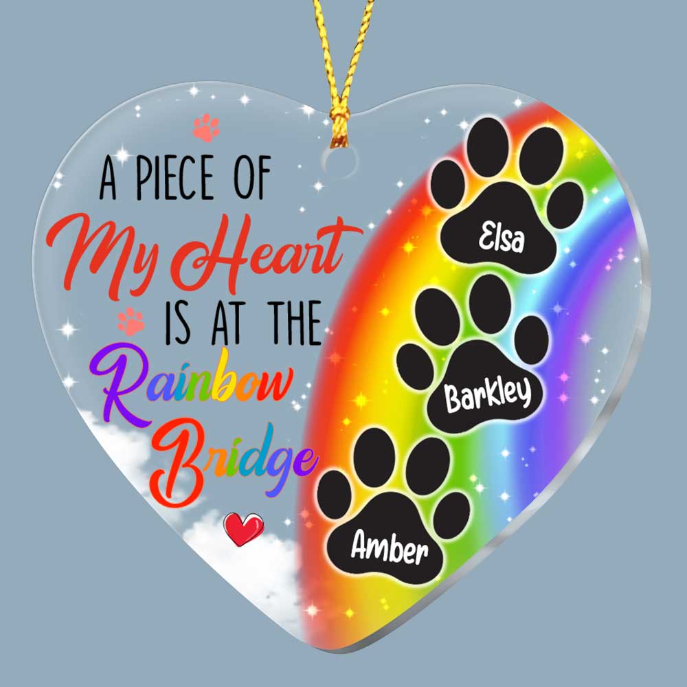 Personalized Dog Cat Memo Rainbow Bridge Acrylic Heart Ornament SB61 23O34 Primary Mockup