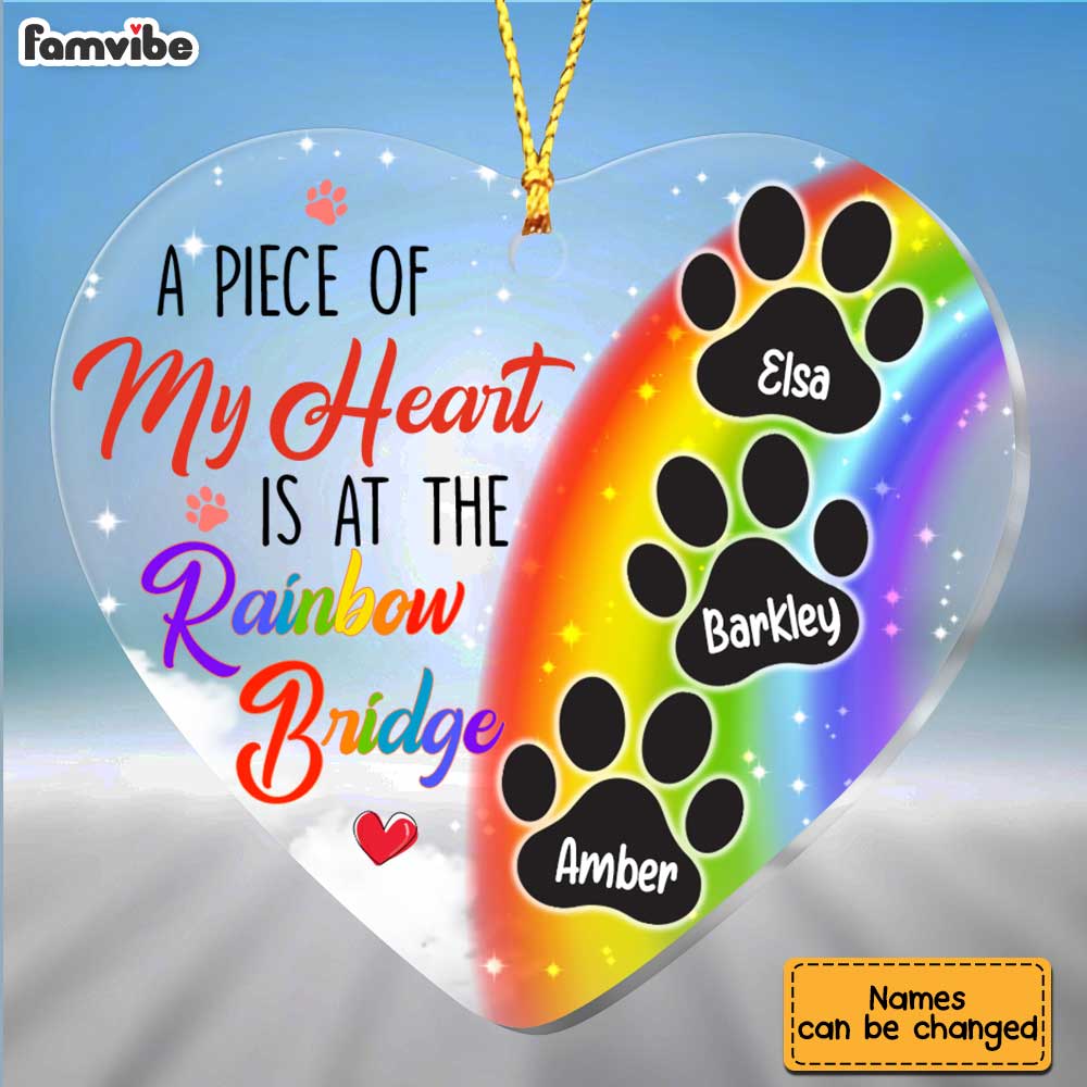 Personalized Dog Cat Memo Rainbow Bridge Acrylic Heart Ornament SB61 23O34 Primary Mockup