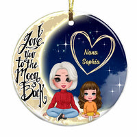 Personalized Grandma Grandkids On Moon Circle Ornament SB62 32O28 thumb 1