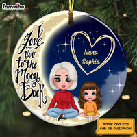 Personalized Grandma Grandkids On Moon Circle Ornament SB62 32O28 thumb 1
