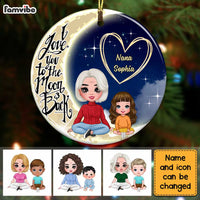 Personalized Grandma Grandkids On Moon Circle Ornament SB62 32O28 thumb 1