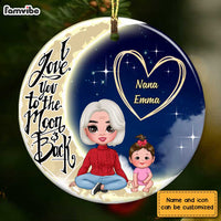 Personalized Grandma Grandkids On Moon Circle Ornament SB62 32O28 thumb 1