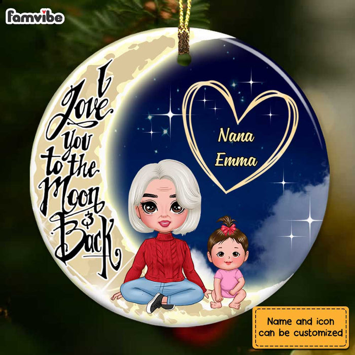 Personalized Grandma Grandkids On Moon Circle Ornament SB62 32O28 1
