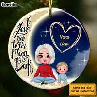 Personalized Grandma Grandkids On Moon Circle Ornament SB62 32O28 thumb 1