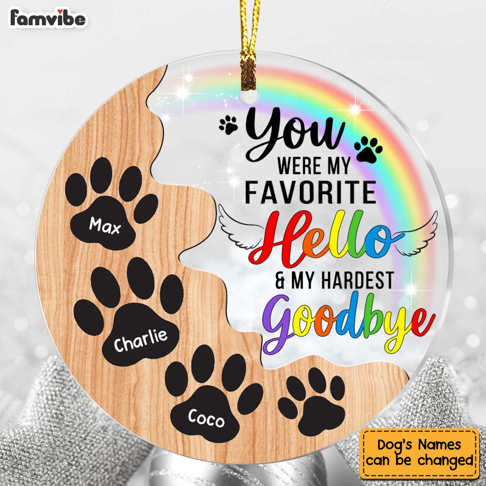 Personalized Dog Memo Favorite Hello Hardest Goodbye Circle Ornament SB75 30O53 Primary Mockup