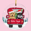 Personalized Dog Christmas Red Truck Circle Ornament SB74 23O47 1