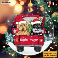 Personalized Dog Christmas Red Truck Circle Ornament SB74 23O47 thumb 1