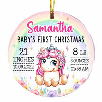 Personalized Unicorn Baby First Christmas Acrylic Circle Ornament SB71 32O47 thumb 1