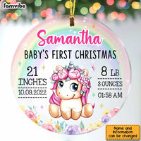 Personalized Unicorn Baby First Christmas Acrylic Circle Ornament SB71 32O47 thumb 1