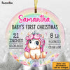 Personalized Unicorn Baby First Christmas Acrylic Circle Ornament SB71 32O47 1