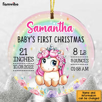 Personalized Unicorn Baby First Christmas Acrylic Circle Ornament SB71 32O47 thumb 1