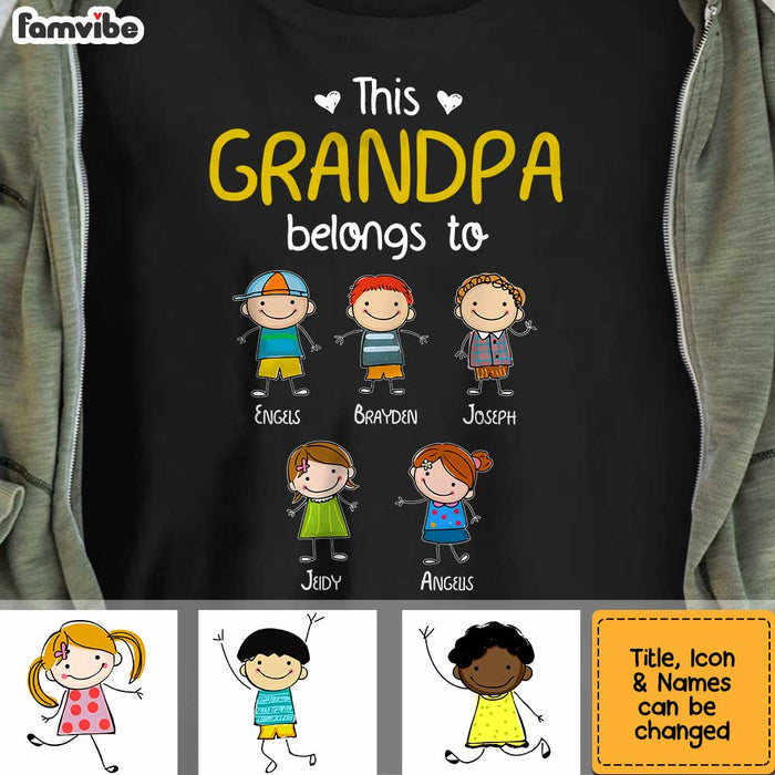 Personalized Grandpa Shirt - This Grandpa Belongs to Custom Kid Design Name Custom Presents Personalized Christmas Gifts by Famvibe